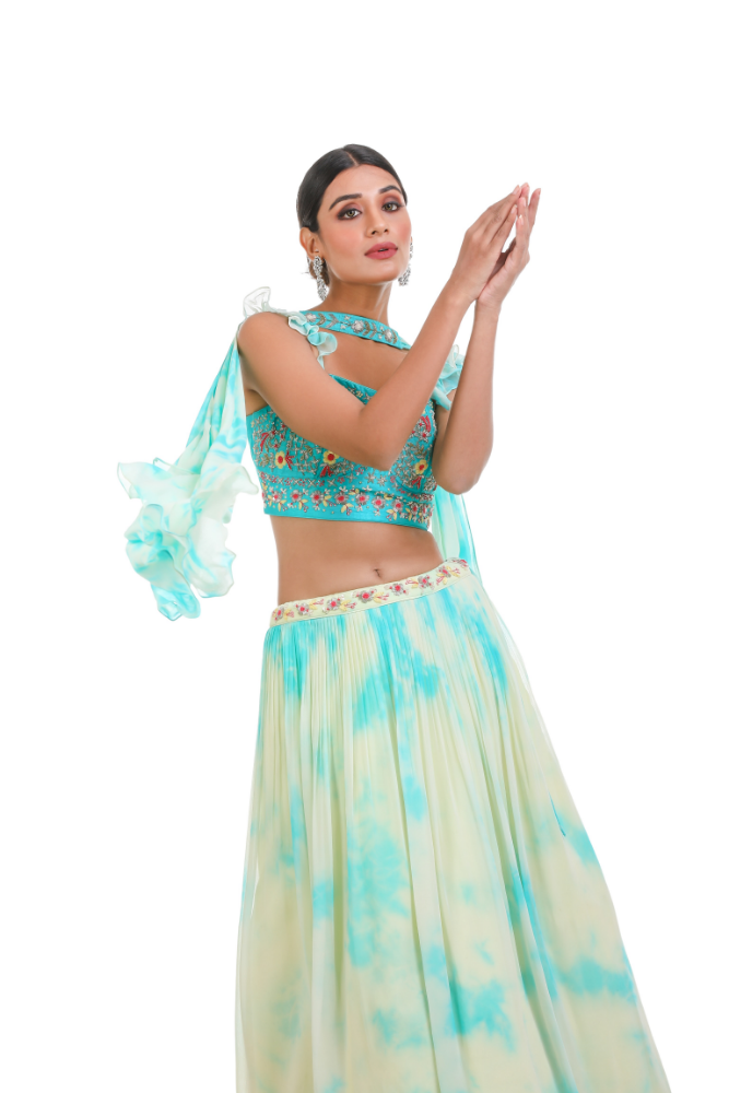 Tye Dye Lehenga Choli With Choker Duppatta