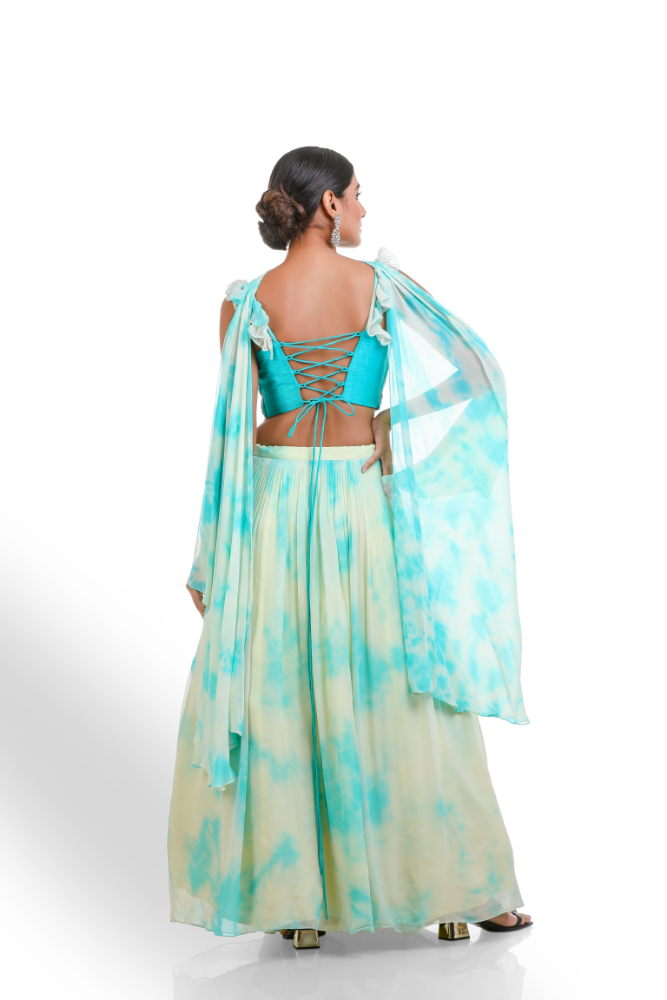 Tye Dye Lehenga Choli With Choker Duppatta