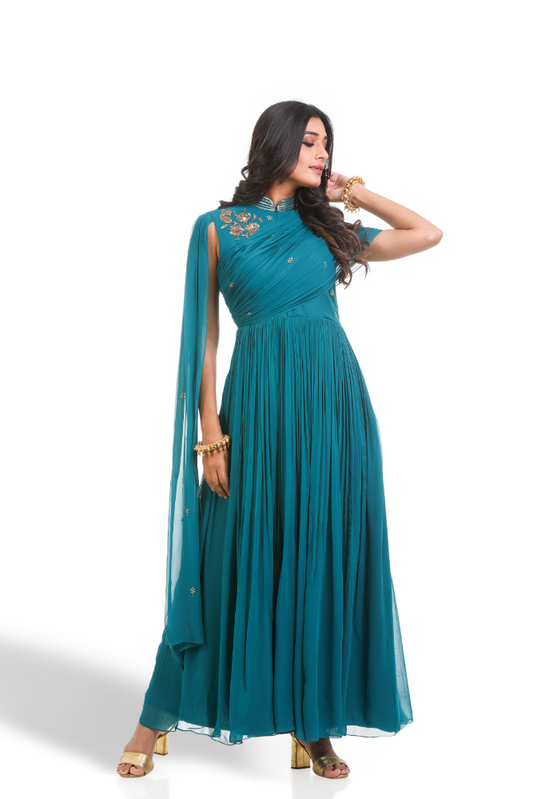 Teal Green Dapped Gown