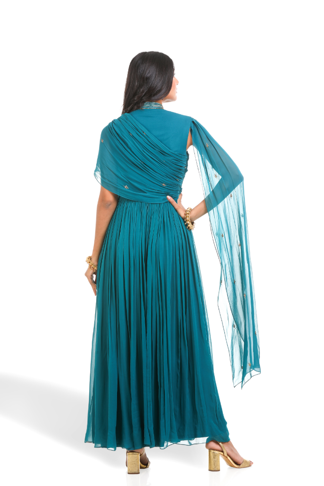 Teal Green Dapped Gown