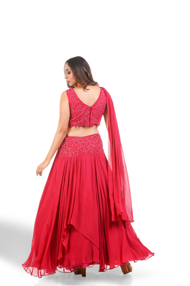 Rani Lehenga Choli With Attached Duppatta