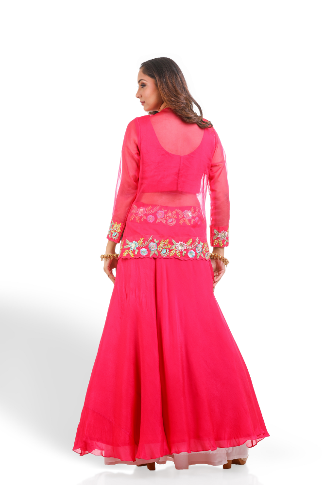 Hot Pink Lehenga Choli With Jacket