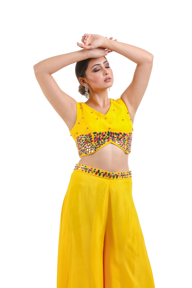 Yellow Top With Plazo