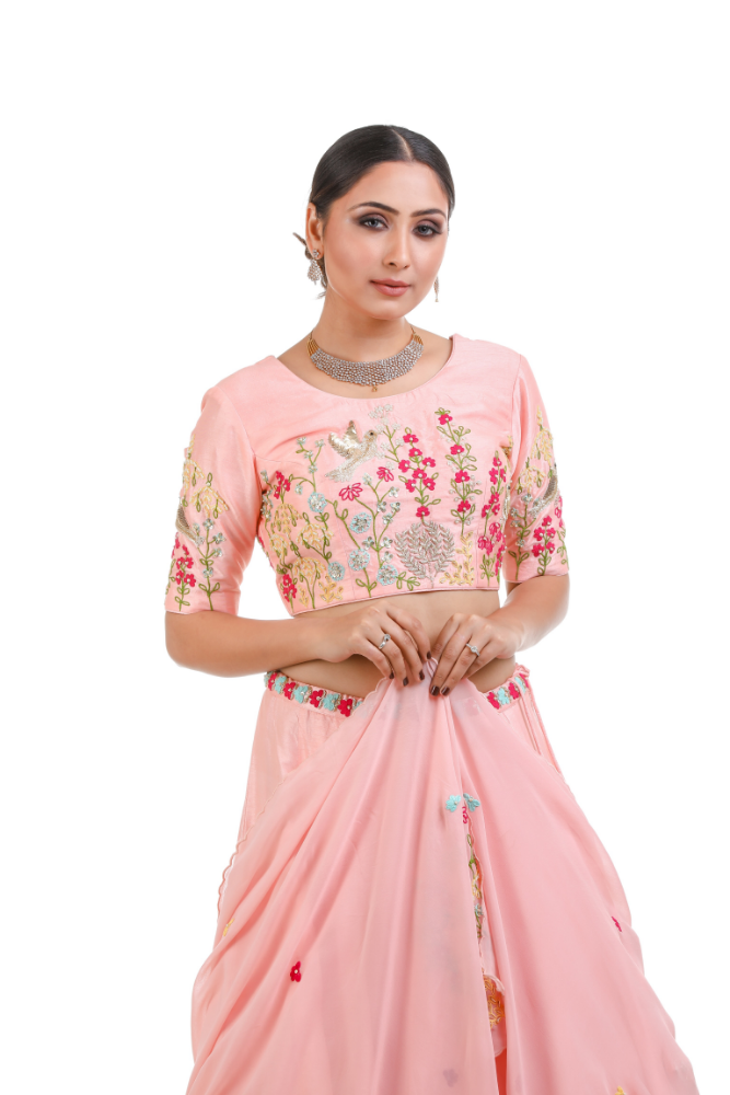 Light Pink Lengha Choli With Duppatta