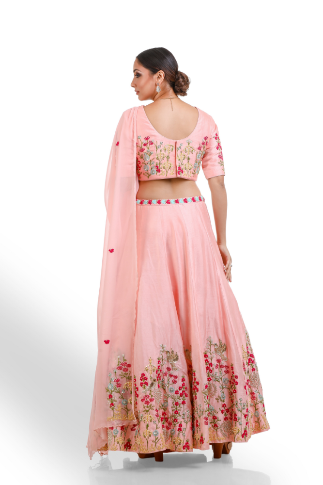 Light Pink Lengha Choli With Duppatta