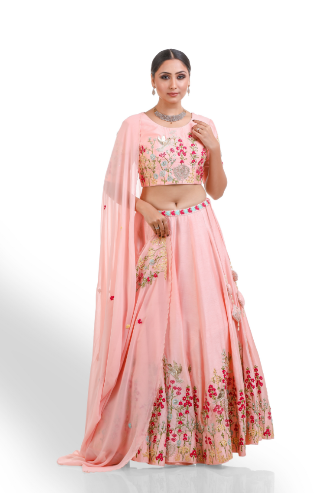 Light Pink Lengha Choli With Duppatta