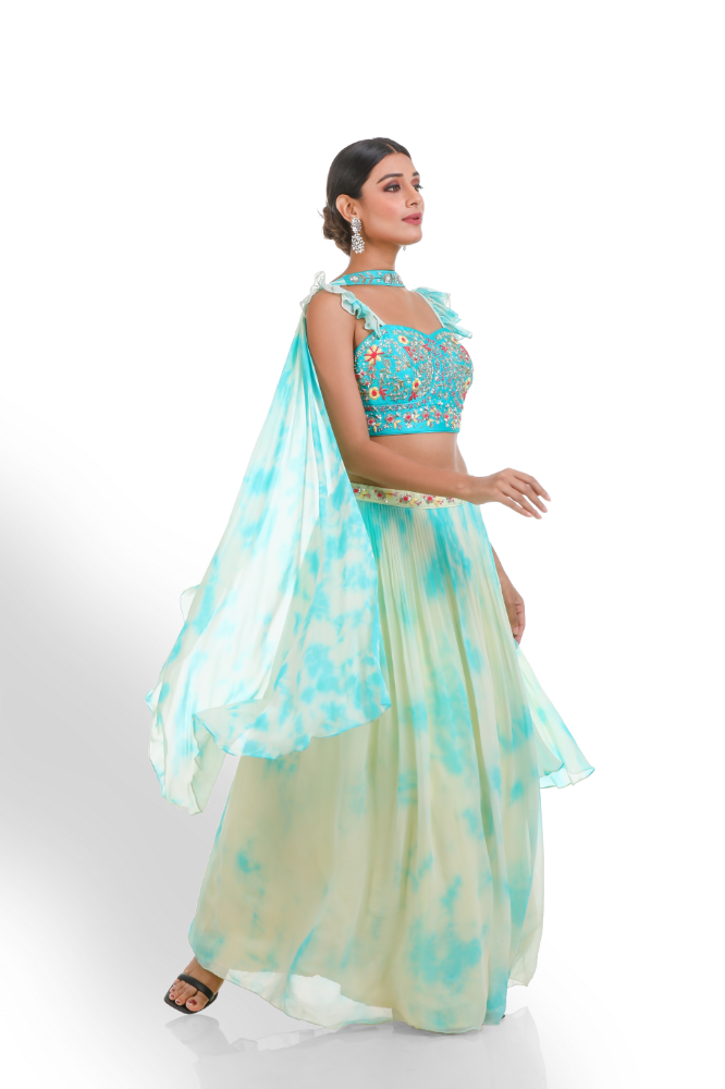 Tye Dye Lehenga Choli With Choker Duppatta